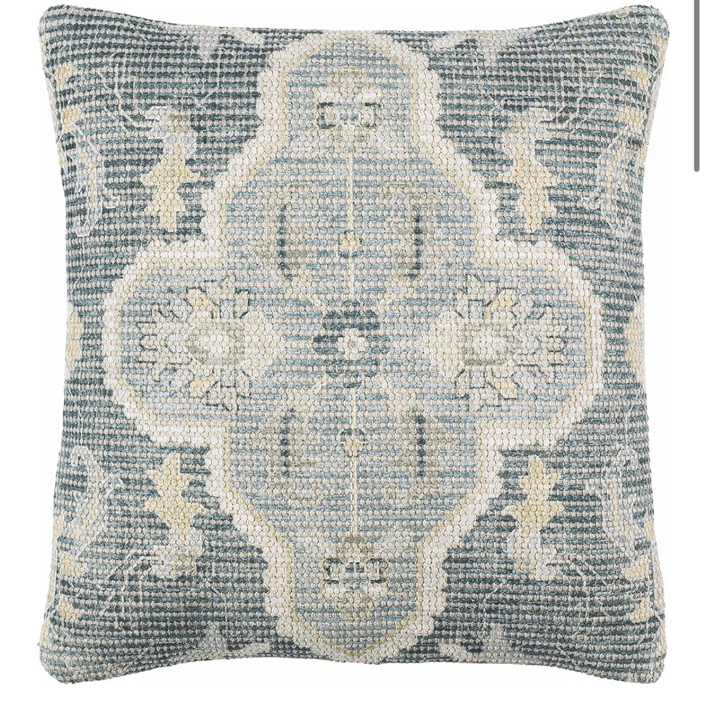 Elegant Blue and Cream Accent Pillow